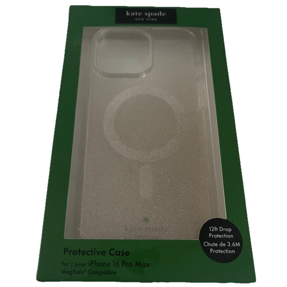KATE SPADE Protective Case Magsafe For‎ IPHONE 16 PRO MAX Gold Clear Sparkle